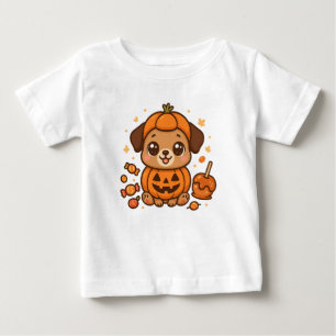 Cute Puppy in Pumpkin Costume - Adsible Halloween T Shirt