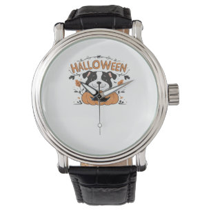 Cute Puppy in Pumpkin - Halloween Hund Illustratio Armbandsur