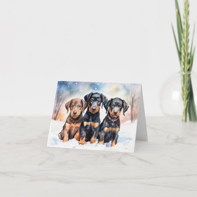 Cute Puppy Julafton Card Tack Kort (Framsida)