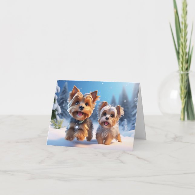 Cute Puppy Julafton Card Tack Kort (Framsida)