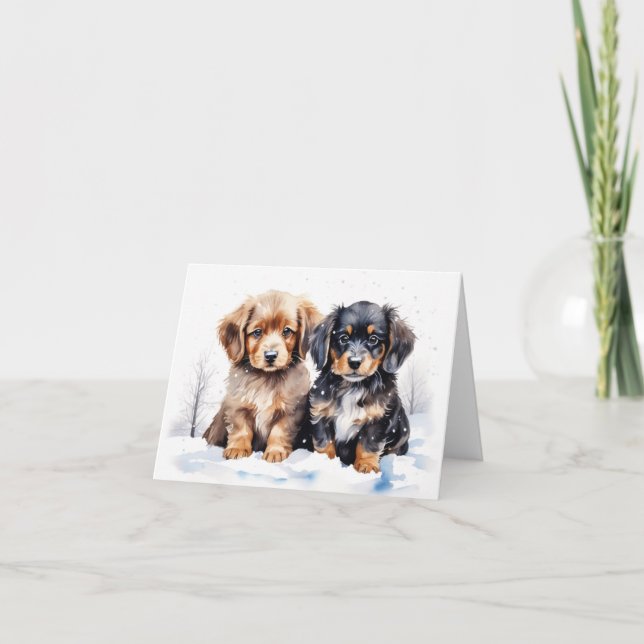 Cute Puppy Julafton Card Tack Kort (Framsida)