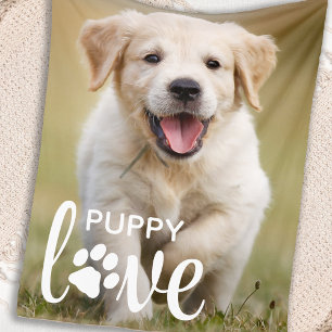 Cute Puppy Kärlek Personlig Pet Photo Hund älskare Fleecefilt