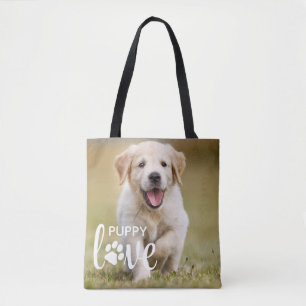 Cute Puppy Kärlek Personlig Photo Pet Hund älska Tygkasse