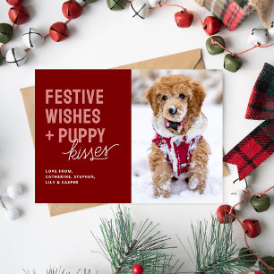 Cute Puppy Kisses jul Julkort