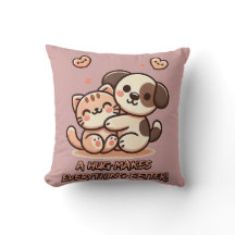 Cute Puppy & Kitten Hug - Adsible Kawaii Design