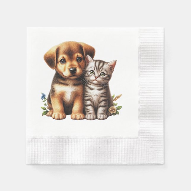 Cute puppy/kitten pappersservett (Framsidan)