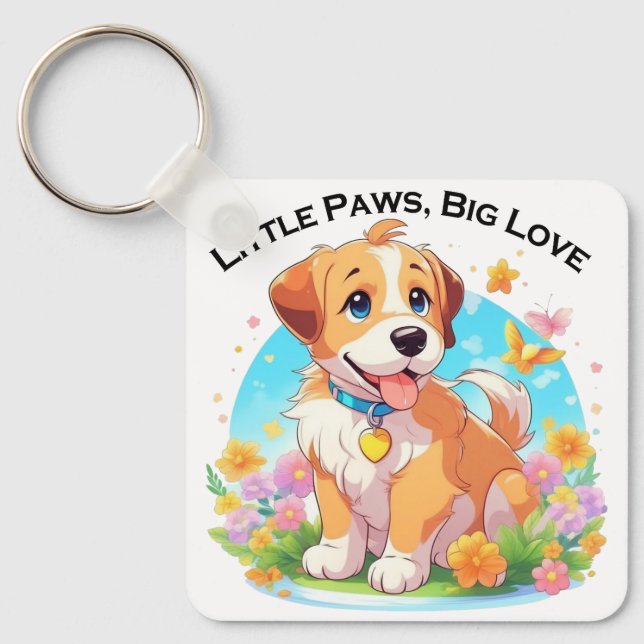 Cute Puppy Little Tassar Big Kärlek Nyckelring (Framsida)