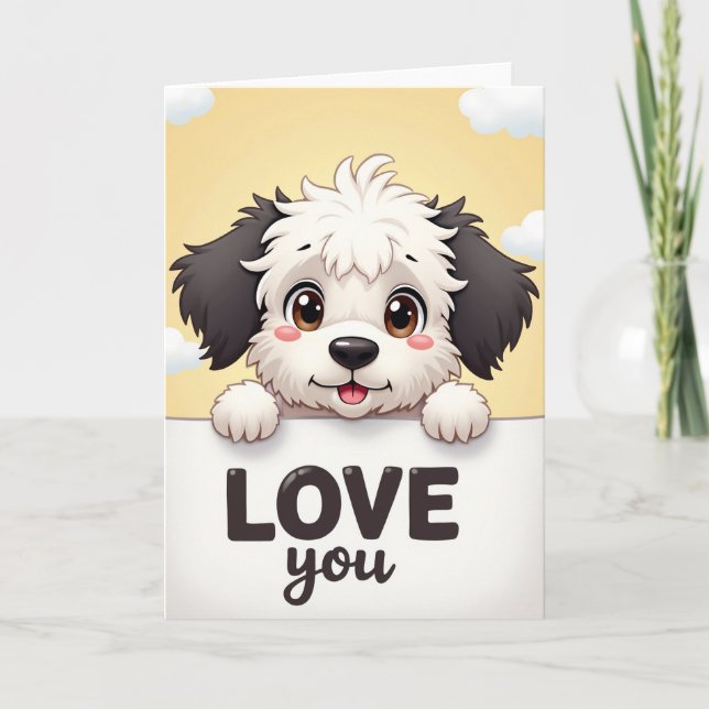 Cute Puppy Love You Card Kort (Framsida)