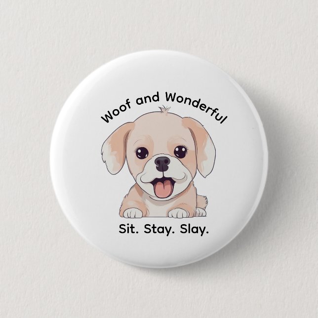 Cute Puppy Lovers Stylish Dog Mom Button Knapp (Framsida)