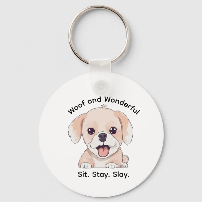 Cute Puppy Lovers Stylish Dog Mom Keychain Nyckelring (Framsida)