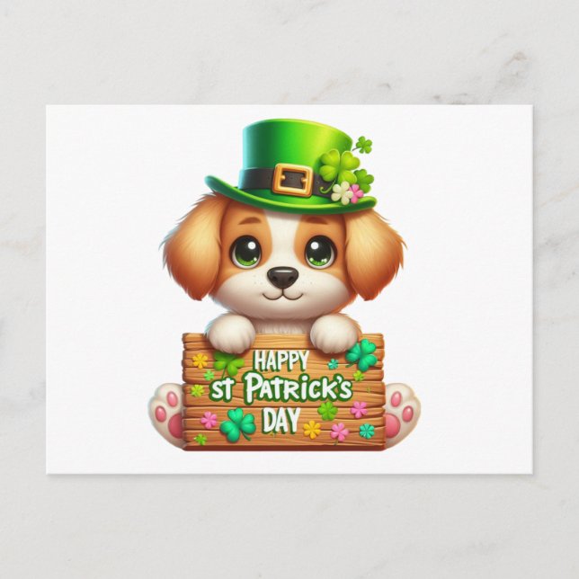 Cute Puppy Lycklig St patrick's day Vykort (Framsida)