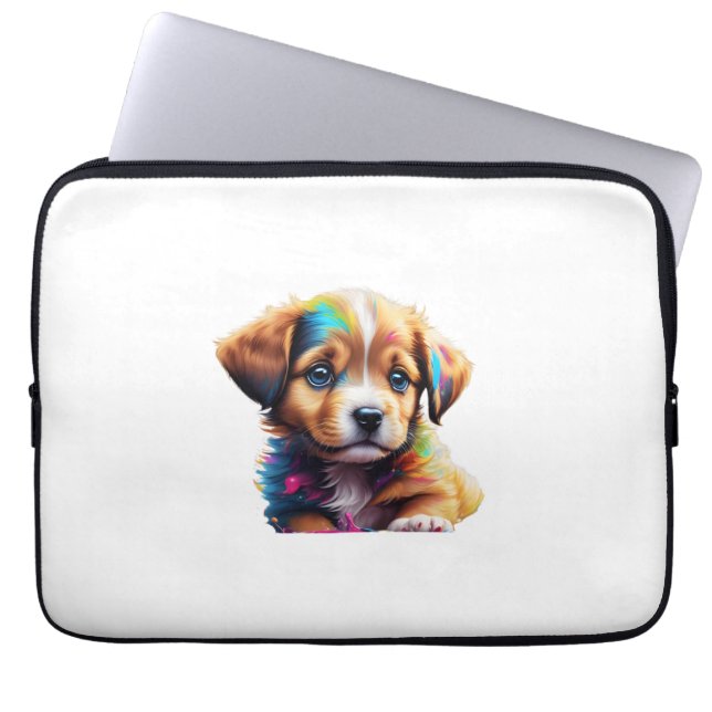 Cute Puppy Made Liquid Färg Laptop Fodral (Framsidan)