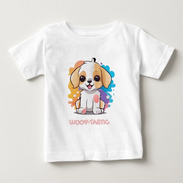 Cute Puppy med färgfläckar T Shirt (Framsida)