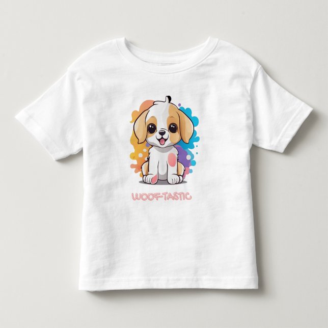 Cute Puppy med färgfläckar T Shirt (Framsida)