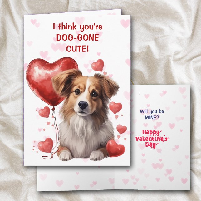 Cute Puppy med hjärtballongen Valentine Helgkort (Skapare uppladdad)