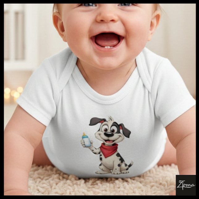 Cute Puppy med Mjölk Flaska T Shirt (Skapare uppladdad)