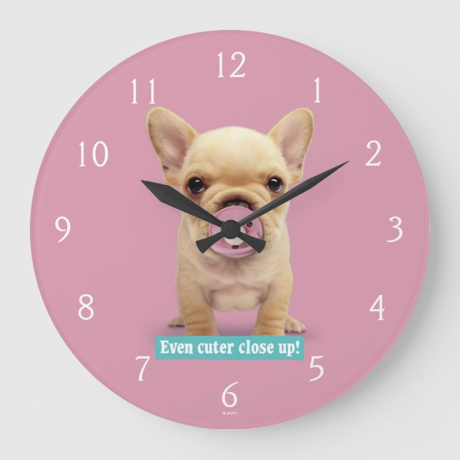 Cute Puppy med Nappar Stor Klocka (Framsida)