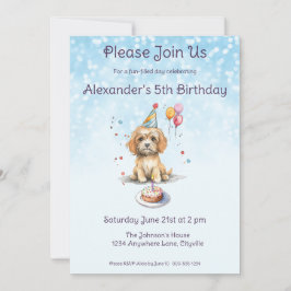 Cute Puppy med Party Hat Birthday Inbjudningar