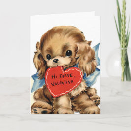 Cute Puppy med Red Heart Valentine Day Card Helgkort