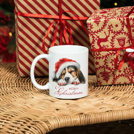 Cute Puppy med Santa hat God jul Kaffemugg