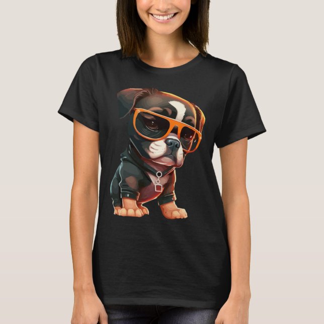 Cute Puppy med solglasögon T Shirt (Framsida)