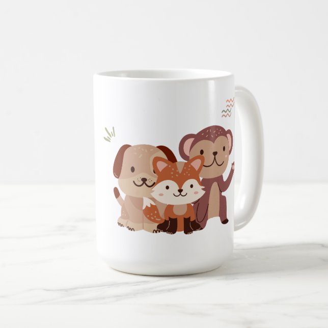 Cute Puppy Monkey Fox Mug Kaffemugg (Framsida höger)