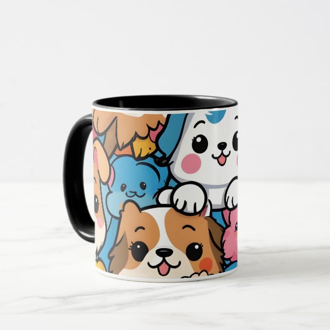 Cute puppy mönster mugg kopp (Framsida vänster)
