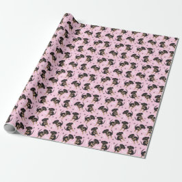 Cute Puppy Mönster Rosa Presentpapper