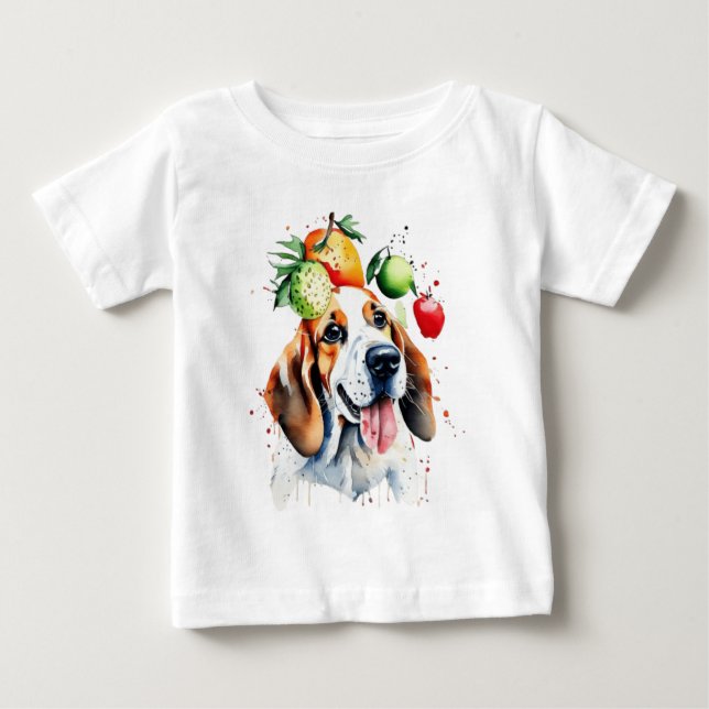 Cute puppy och frukter t shirt (Framsida)