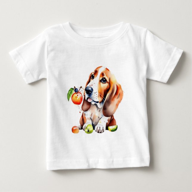 Cute puppy och frukter t shirt (Framsida)