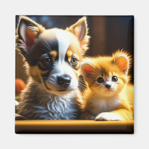 Cute Puppy och Kitten Magnet