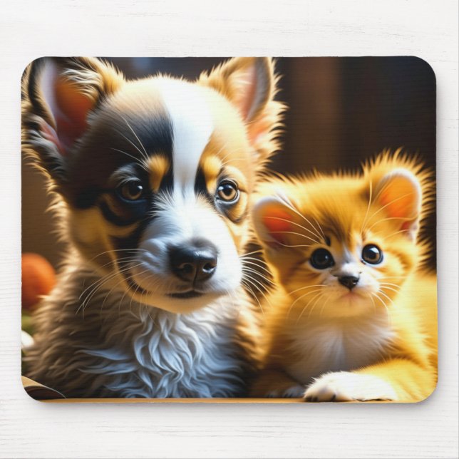 Cute Puppy och Kitten Musmatta (Framsidan)