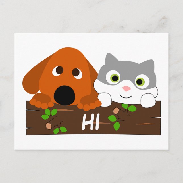 Cute Puppy och Kitten Vykort (Framsida)