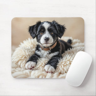 Cute Puppy på en Päls Pillow Musmatta