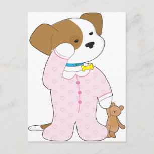 Cute Puppy Pajamas Vykort