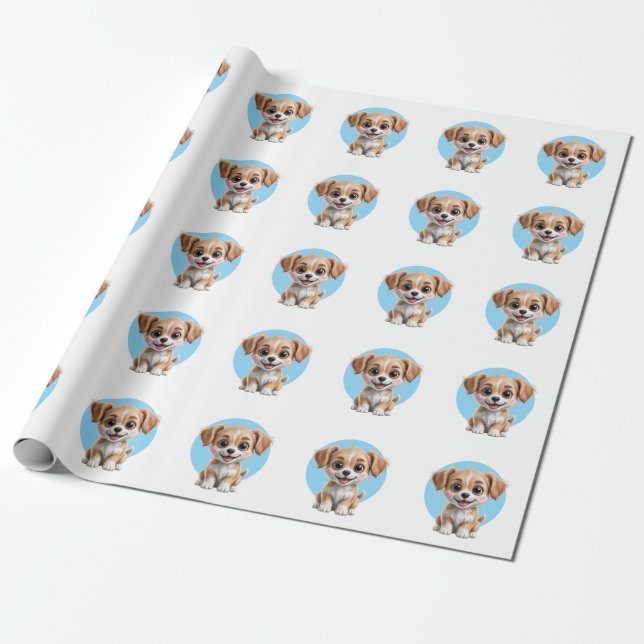 Cute Puppy Pattern Wrapping Paper for Gifts Presentpapper (Utrullad)