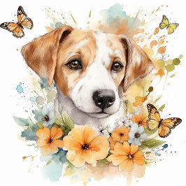 Cute Puppy-Personlig, vattenfärg Kudde