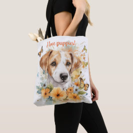 Cute Puppy-Personlig, vattenfärg Tygkasse