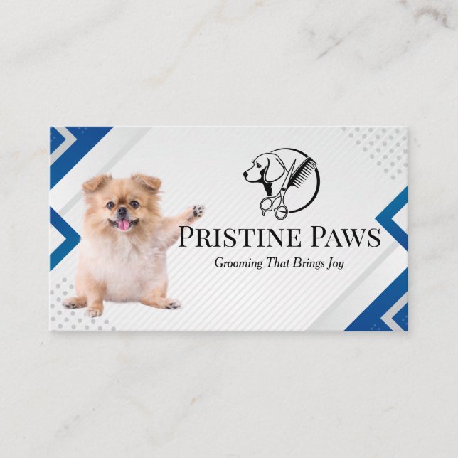 Cute Puppy | Pet Groomers Logotyp Visitkort (Framsida)