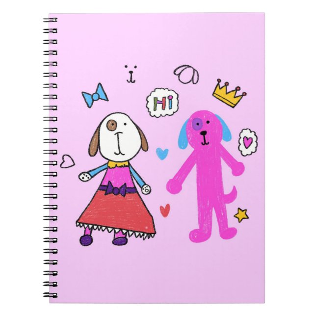 Cute Puppy Pink Spiral Photo Notebook Anteckningsbok (Framsidan)