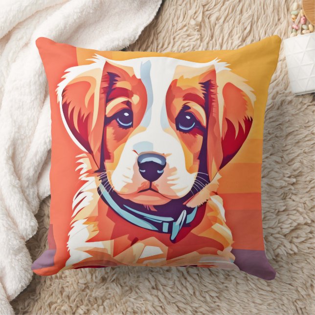 Cute Puppy Pop Art Kudde (Filt)