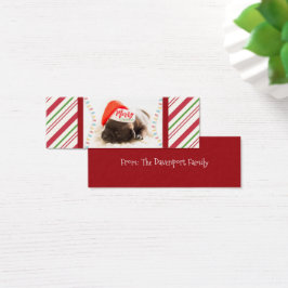 Cute Puppy Pug in a Red Santa Hat jul Litet Visitkort