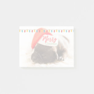 Cute Puppy Pug in a Red Santa Hat jul Post-it Block