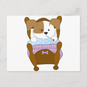 Cute Puppy Sick Vykort