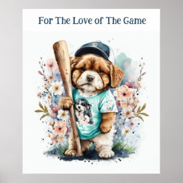 Cute Puppy Spela upp baskiska Blommigt Animaliskt  Poster