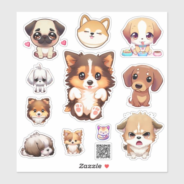 cute puppy stickers klistermärken (Ark)