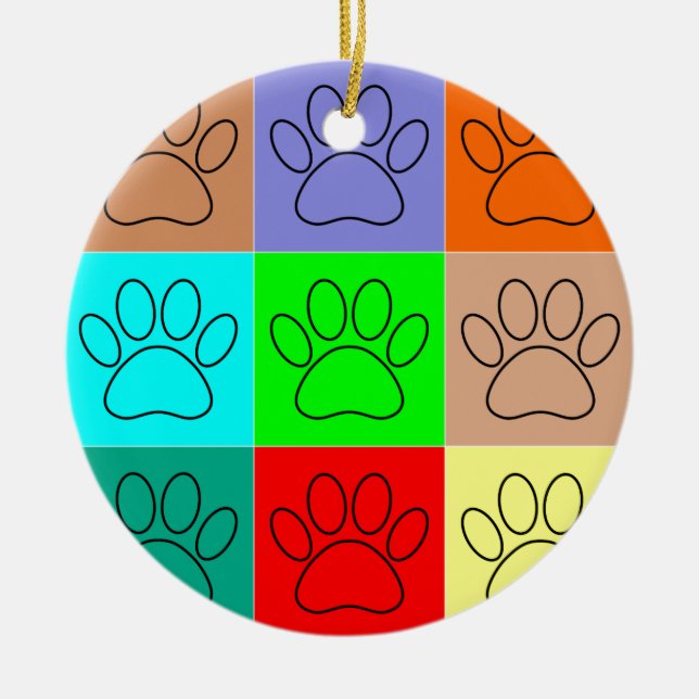 Cute Puppy Tass på kvadrater Julgransprydnad Keramik (Framsidan)