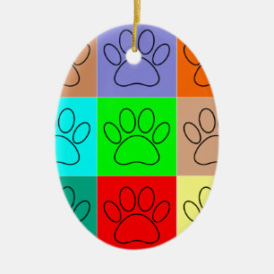 Cute Puppy Tass på kvadrater Julgransprydnad Keramik