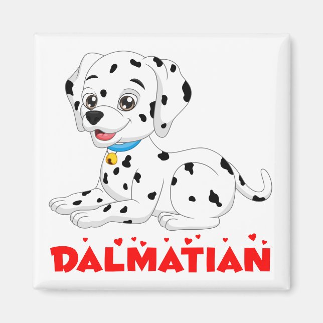 Cute Puppy Tecknad Fire Hund Lundny Dalmatien Magnet (Framsidan)