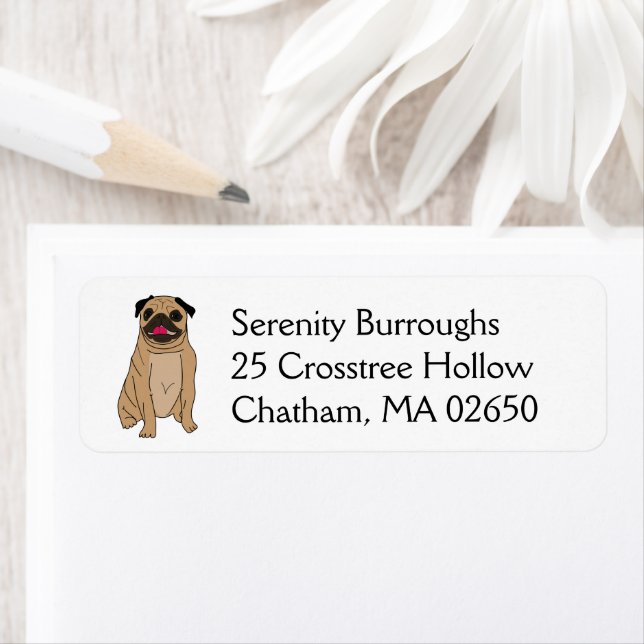 Cute Puppy Tecknad hund Älskare Rädding Mamma Funn Returadress Etikett (Insitu)